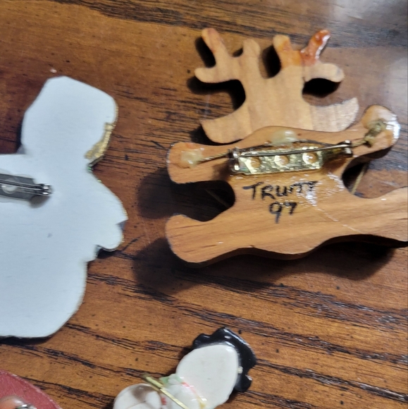 Vintage 6 handmade Holiday Christmas Brooch Bundle - Picture 6 of 10